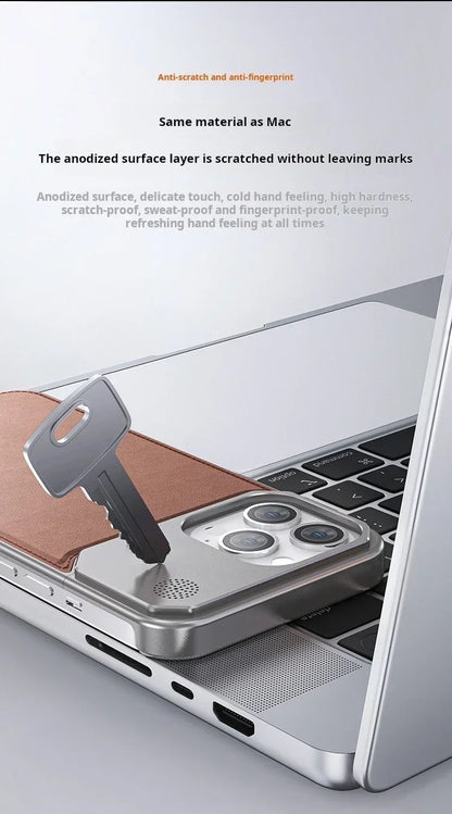 Magnetic Leather &amp; Metal Case for iPhone 13/14/15 Pro Max – Shockproof, Water-Resistant &amp; MagSafe Compatible